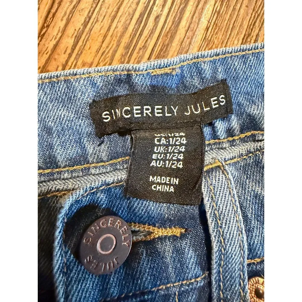 Sincerely Jules Cargo Utility Denim Maxi Skirt with Front Slit (Size 1/24)